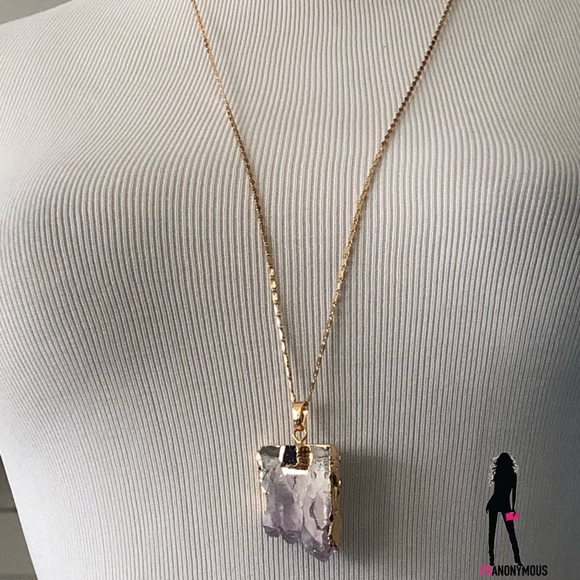 Gold Plated Amethyst Pendant Necklace - Picture 5 of 5